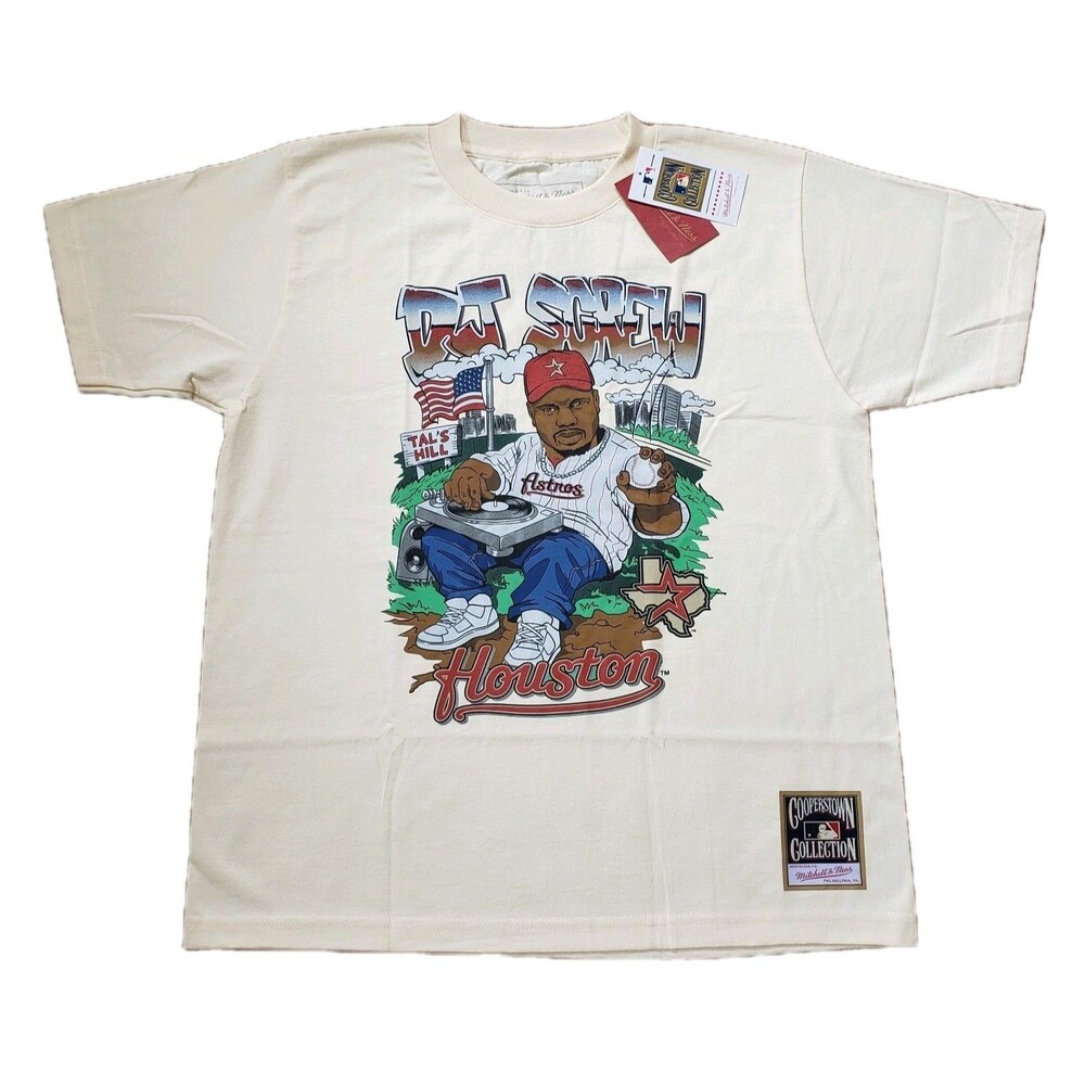 Houston Astros X DJ Screw Mitchell & Ness Sz Large Mens Tal's Hill Cream T-Shirt